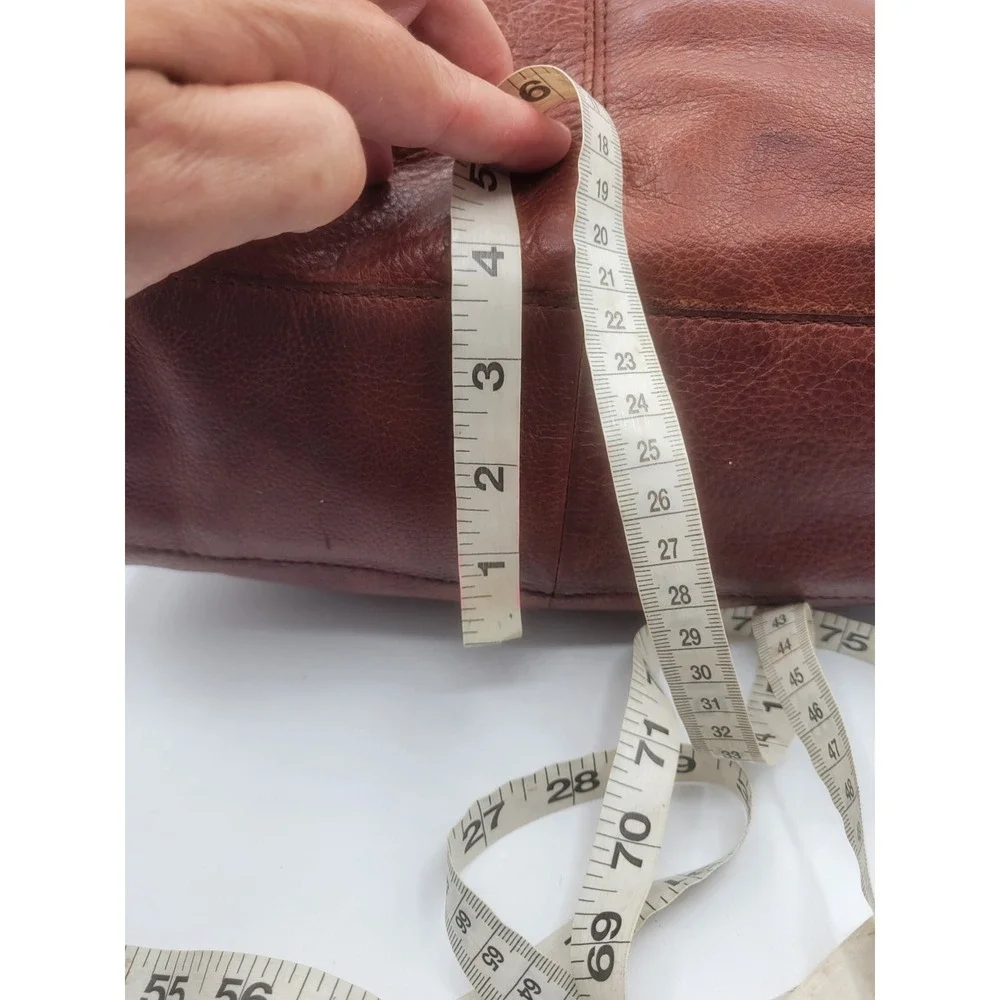 American Leather Co Cognac Brown Pebbled Leather Satchel Crossbody Bag Handbag